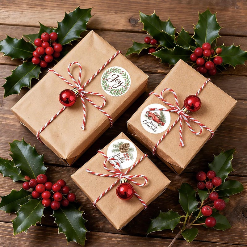 g2plus 120PCS Merry Christmas Stickers Gift Name Stickers Xmas Present Labels for Winter Holiday Seasonal Envelope Seals (Vintage Red Green) - Image 5